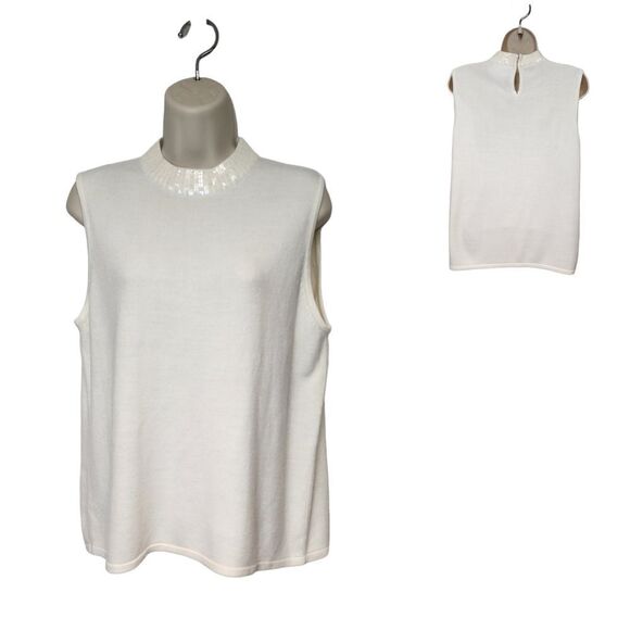 Vintage Designers Originals 2PC Cardigan Sweater  Size Large Color Cream - Picture 2 of 10